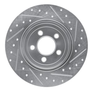 Chrysler 300 Brake Rotor (1) - Rear Left - R1 Concepts - Drilled & Slotted - Silver - `05-`23